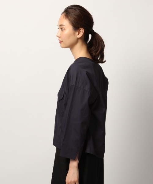 GLOBAL WORK（グローバルワーク）の「ノーカラーシャツブルゾン/795947（ブルゾン・レディース・カーキ/ネイビー・MEDIUM/LARGE）」の6枚目の写真