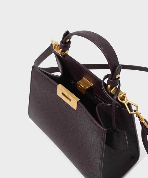 CHARLES & KEITH（チャールズ & キース）の「クラシックプッシュロックバッグ / CLASSIC PUSH-LOCK BAG（ハンドバッグ・レディース・ダークグリーン/マスタード/ピンク系その他/プラム/グレー系その他2・S）」の17枚目の写真