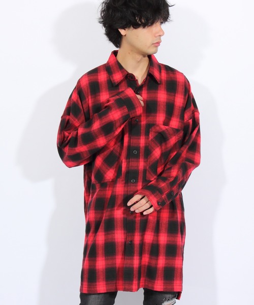 8(eight)(エイト)の「ビッグ チェックシャツ ビッグシルエット(シャツ/ブラウス・メンズ・ブラック/レッド/ブルー/グリーン・FREE)」の4枚目の写真