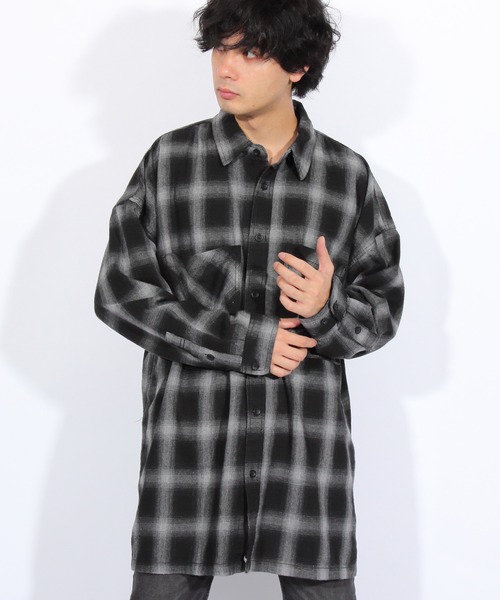 8(eight)(エイト)の「ビッグ チェックシャツ ビッグシルエット(シャツ/ブラウス・メンズ・ブラック/レッド/ブルー/グリーン・FREE)」の2枚目の写真