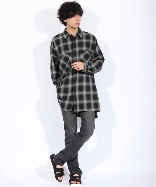 8(eight)(エイト)の「ビッグ チェックシャツ ビッグシルエット(シャツ/ブラウス・メンズ・ブラック/レッド/ブルー/グリーン・FREE)」の5枚目の写真