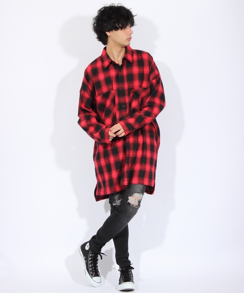 8(eight)(エイト)の「ビッグ チェックシャツ ビッグシルエット(シャツ/ブラウス・メンズ・ブラック/レッド/ブルー/グリーン・FREE)」の8枚目の写真
