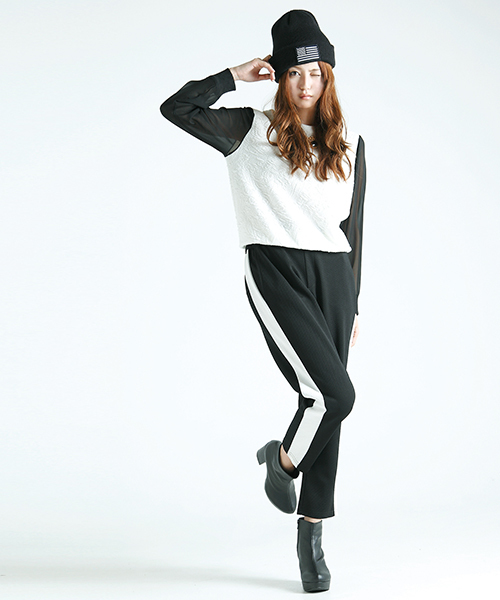 WEGO(ウィゴー)の「WEGO/シフォンスリーブジャガードスウェット(スウェット・レディース・オフホワイト/ブラック・FREE)」の10枚目の写真