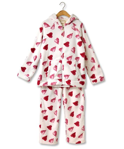 fran de lingerie(フランデランジェリー)の「memory fleece マイクロフリース パーカー上下セット(ルームウェア/パジャマ・レディース・ホワイト/パープル/ネイビー/オフホワイト/ピンク/オレンジ/ミント/ダークブルー/ワイン/ブルー/サックスブルー/チョコ/ローズ/ブルーパープル/グレー・M-L)」の3枚目の写真