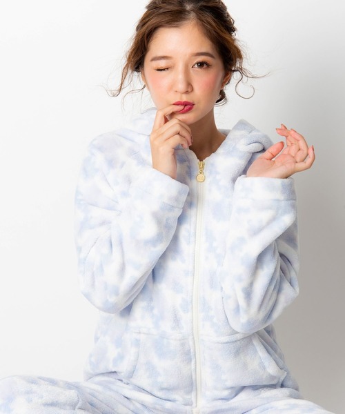 fran de lingerie(フランデランジェリー)の「memory fleece マイクロフリース パーカー上下セット(ルームウェア/パジャマ・レディース・ホワイト/パープル/ネイビー/オフホワイト/ピンク/オレンジ/ミント/ダークブルー/ワイン/ブルー/サックスブルー/チョコ/ローズ/ブルーパープル/グレー・M-L)」の8枚目の写真