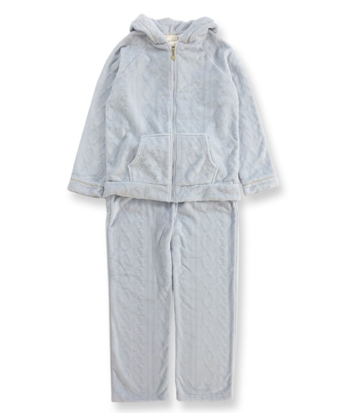 fran de lingerie(フランデランジェリー)の「memory fleece マイクロフリース パーカー上下セット(ルームウェア/パジャマ・レディース・ホワイト/パープル/ネイビー/オフホワイト/ピンク/オレンジ/ミント/ダークブルー/ワイン/ブルー/サックスブルー/チョコ/ローズ/ブルーパープル/グレー・M-L)」の12枚目の写真