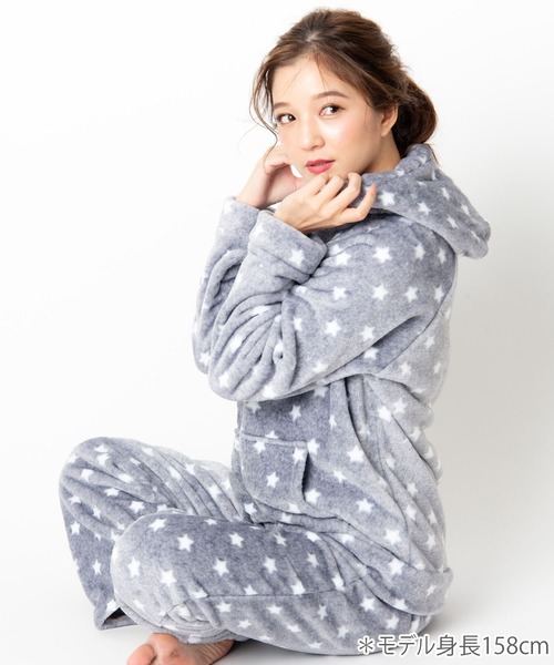 fran de lingerie(フランデランジェリー)の「memory fleece マイクロフリース パーカー上下セット(ルームウェア/パジャマ・レディース・ホワイト/パープル/ネイビー/オフホワイト/ピンク/オレンジ/ミント/ダークブルー/ワイン/ブルー/サックスブルー/チョコ/ローズ/ブルーパープル/グレー・M-L)」の21枚目の写真