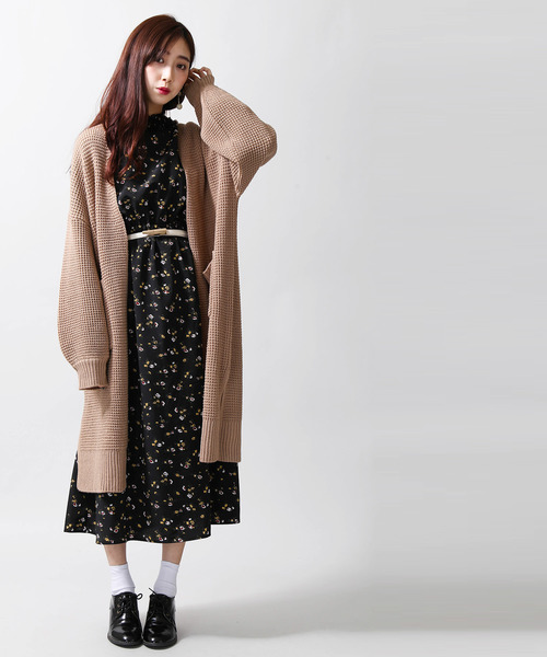 WEGO（ウィゴー）の「WEGO/ワッフルロングカーディガン（カーディガン/ボレロ・レディース・パープル/ライトブラウン/ライトベージュ・FREE）」の2枚目の写真