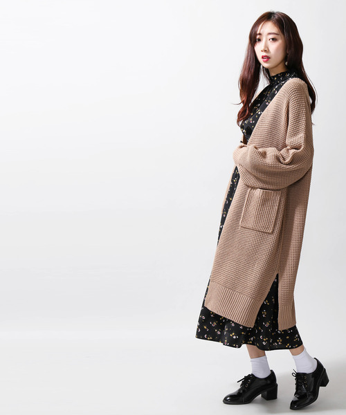 WEGO（ウィゴー）の「WEGO/ワッフルロングカーディガン（カーディガン/ボレロ・レディース・パープル/ライトブラウン/ライトベージュ・FREE）」の11枚目の写真