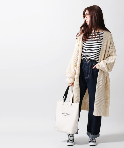 WEGO（ウィゴー）の「WEGO/ワッフルロングカーディガン（カーディガン/ボレロ・レディース・パープル/ライトブラウン/ライトベージュ・FREE）」の9枚目の写真