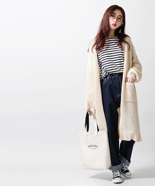 WEGO（ウィゴー）の「WEGO/ワッフルロングカーディガン（カーディガン/ボレロ・レディース・パープル/ライトブラウン/ライトベージュ・FREE）」の8枚目の写真