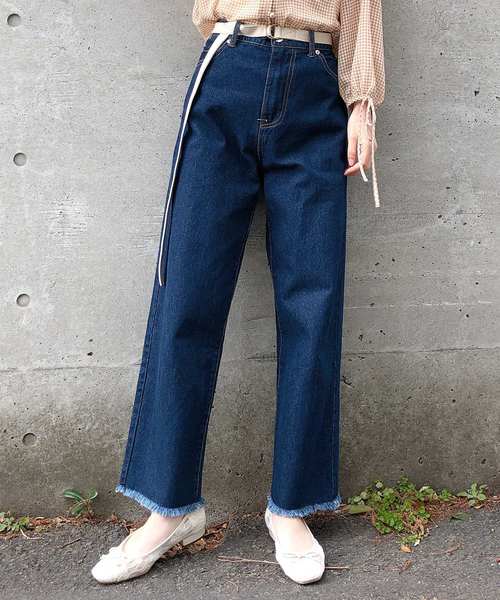 one after another NICE CLAUP(ワンアフターアナザーナイスクラップ)の「ベルト付きデニムパンツ(デニムパンツ・レディース・アイボリー/ブラック/ブルー/ネイビー・SMALL/MEDIUM)」の3枚目の写真