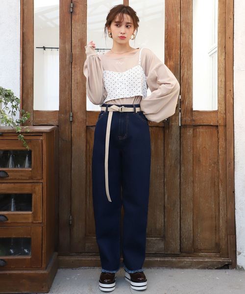 one after another NICE CLAUP(ワンアフターアナザーナイスクラップ)の「ベルト付きデニムパンツ(デニムパンツ・レディース・アイボリー/ブラック/ブルー/ネイビー・SMALL/MEDIUM)」の9枚目の写真