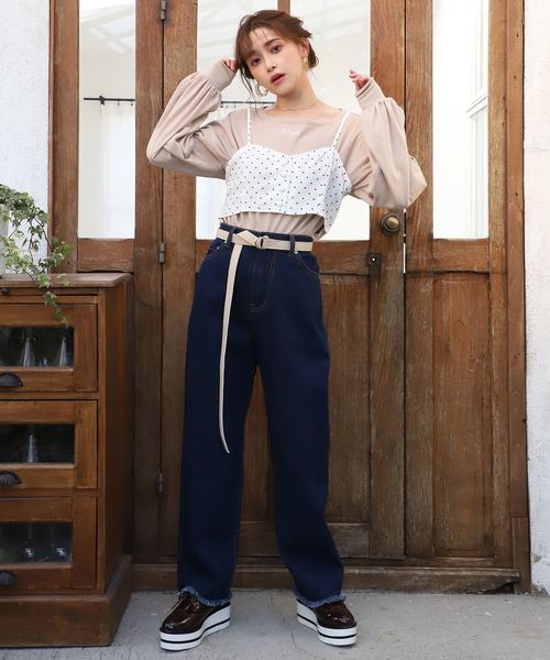 one after another NICE CLAUP(ワンアフターアナザーナイスクラップ)の「ベルト付きデニムパンツ(デニムパンツ・レディース・アイボリー/ブラック/ブルー/ネイビー・SMALL/MEDIUM)」の10枚目の写真