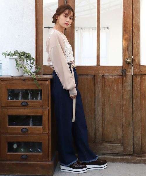 one after another NICE CLAUP(ワンアフターアナザーナイスクラップ)の「ベルト付きデニムパンツ(デニムパンツ・レディース・アイボリー/ブラック/ブルー/ネイビー・SMALL/MEDIUM)」の11枚目の写真