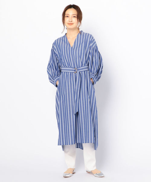 NOLLEY’S（ノーリーズ）の「【別注】シャツワンピース（ワンピース・レディース・ブルー系その他3/カーキ/ネイビー・36/38）」の3枚目の写真