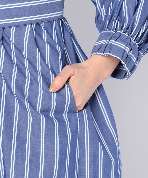 NOLLEY’S（ノーリーズ）の「【別注】シャツワンピース（ワンピース・レディース・ブルー系その他3/カーキ/ネイビー・36/38）」の12枚目の写真