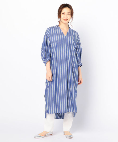 NOLLEY’S（ノーリーズ）の「【別注】シャツワンピース（ワンピース・レディース・ブルー系その他3/カーキ/ネイビー・36/38）」の8枚目の写真