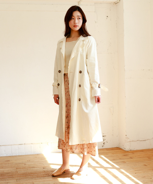 Auntie Rosa（アンティローザ）の「【Auntie Rosa】リネンロングトレンチコート（トレンチコート・レディース・ホワイト/ベージュ・FREE）」の3枚目の写真