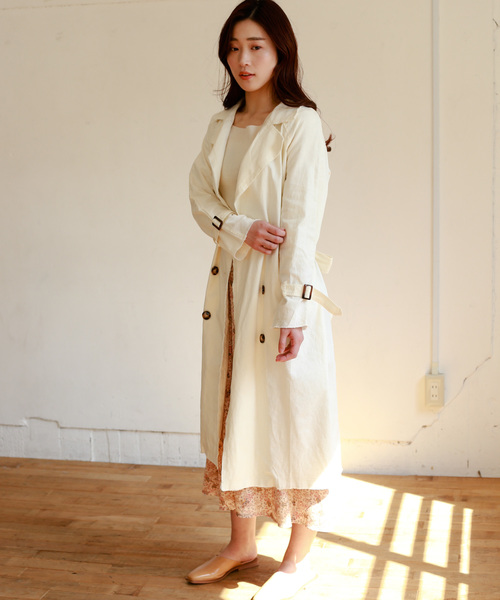 Auntie Rosa（アンティローザ）の「【Auntie Rosa】リネンロングトレンチコート（トレンチコート・レディース・ホワイト/ベージュ・FREE）」の4枚目の写真