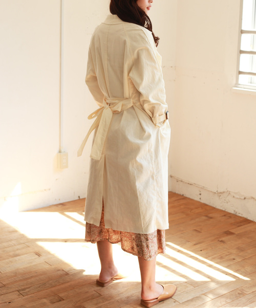 Auntie Rosa（アンティローザ）の「【Auntie Rosa】リネンロングトレンチコート（トレンチコート・レディース・ホワイト/ベージュ・FREE）」の8枚目の写真