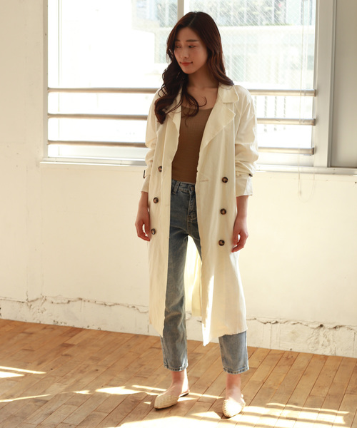 Auntie Rosa（アンティローザ）の「【Auntie Rosa】リネンロングトレンチコート（トレンチコート・レディース・ホワイト/ベージュ・FREE）」の9枚目の写真