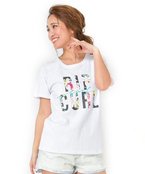 rip curl(リップカール)の「【RIP CURL リップカール】レディースロゴプリントTシャツ/半袖 ボタニカルプリント(Tシャツ/カットソー・レディース・ブラック/ピンク・MEDIUM/LARGE)」の3枚目の写真