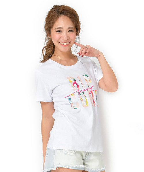 rip curl(リップカール)の「【RIP CURL リップカール】レディースロゴプリントTシャツ/半袖 ボタニカルプリント(Tシャツ/カットソー・レディース・ブラック/ピンク・MEDIUM/LARGE)」の8枚目の写真