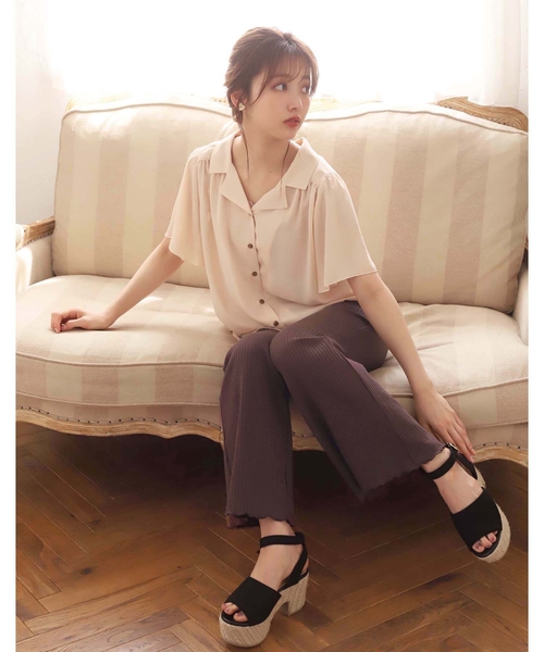 one after another NICE CLAUP(ワンアフターアナザーナイスクラップ)の「開襟フレア袖シャツブラウス(シャツ/ブラウス・レディース・ブラウン/アイボリー/その他/ブラック系その他/ブラウン系その他/イエロー系その他/ライトベージュ/ドット/チェック・FREE)」の22枚目の写真