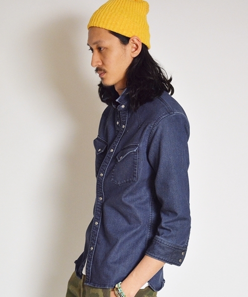 SHIPS JET BLUE(シップスジェットブルー)の「★★JB: ニットデニムシャツ■(シャツ/ブラウス・メンズ・ダークインディゴブルー・MEDIUM/SMALL/LARGE)」の6枚目の写真