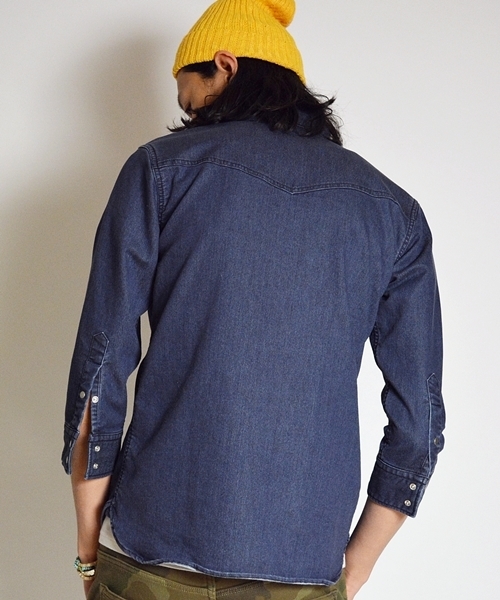 SHIPS JET BLUE(シップスジェットブルー)の「★★JB: ニットデニムシャツ■(シャツ/ブラウス・メンズ・ダークインディゴブルー・MEDIUM/SMALL/LARGE)」の7枚目の写真