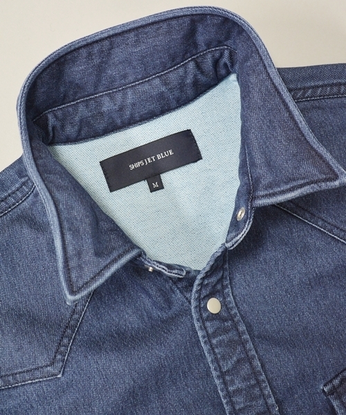 SHIPS JET BLUE(シップスジェットブルー)の「★★JB: ニットデニムシャツ■(シャツ/ブラウス・メンズ・ダークインディゴブルー・MEDIUM/SMALL/LARGE)」の10枚目の写真