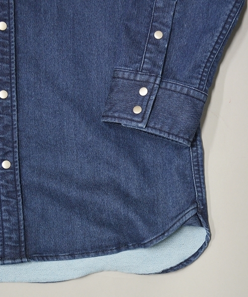 SHIPS JET BLUE(シップスジェットブルー)の「★★JB: ニットデニムシャツ■(シャツ/ブラウス・メンズ・ダークインディゴブルー・MEDIUM/SMALL/LARGE)」の4枚目の写真