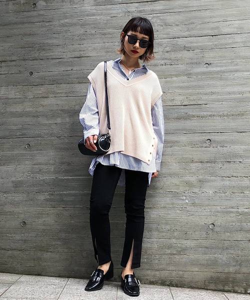 PAGEBOY（ページボーイ）の「サイドスナップベスト（ベスト・レディース・ブラック/ダークブラウン/オフホワイト・FREE）」の12枚目の写真