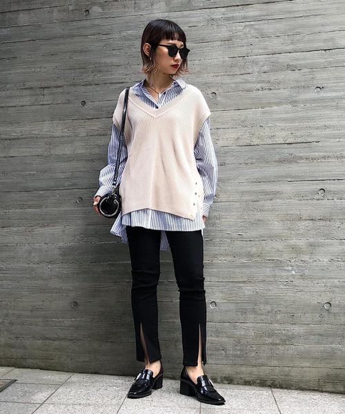 PAGEBOY（ページボーイ）の「サイドスナップベスト（ベスト・レディース・ブラック/ダークブラウン/オフホワイト・FREE）」の17枚目の写真