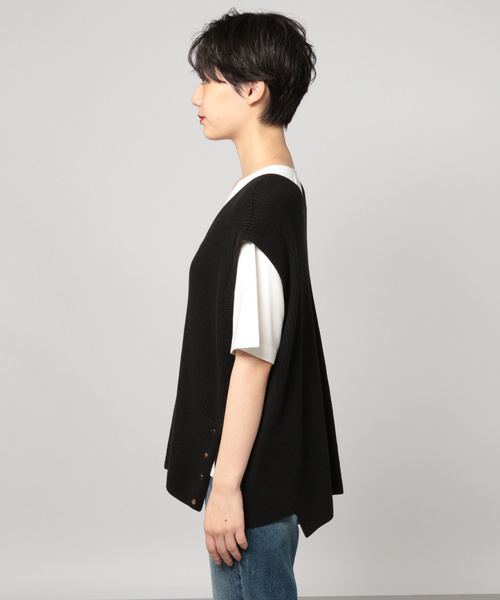 PAGEBOY（ページボーイ）の「サイドスナップベスト（ベスト・レディース・ブラック/ダークブラウン/オフホワイト・FREE）」の5枚目の写真