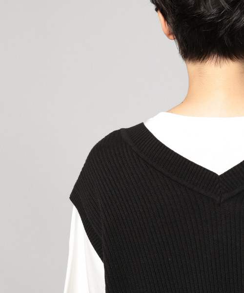 PAGEBOY（ページボーイ）の「サイドスナップベスト（ベスト・レディース・ブラック/ダークブラウン/オフホワイト・FREE）」の7枚目の写真