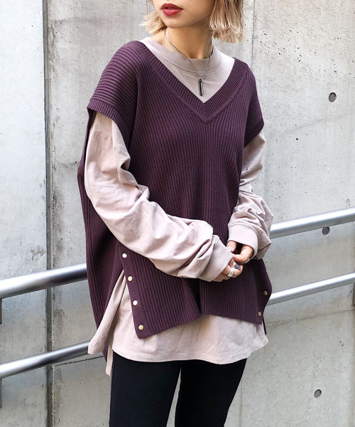 PAGEBOY（ページボーイ）の「サイドスナップベスト（ベスト・レディース・ブラック/ダークブラウン/オフホワイト・FREE）」の21枚目の写真