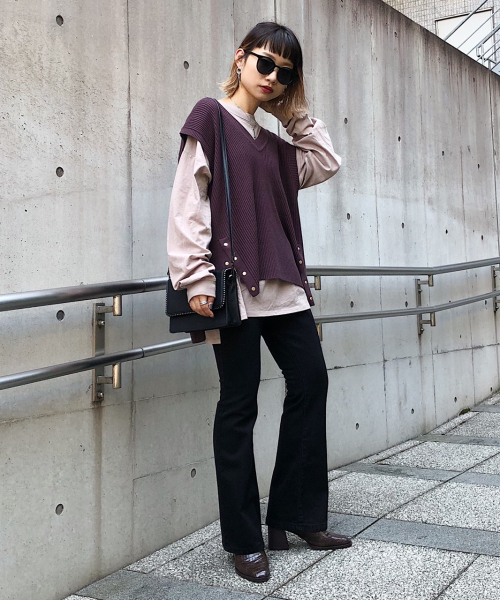 PAGEBOY（ページボーイ）の「サイドスナップベスト（ベスト・レディース・ブラック/ダークブラウン/オフホワイト・FREE）」の20枚目の写真