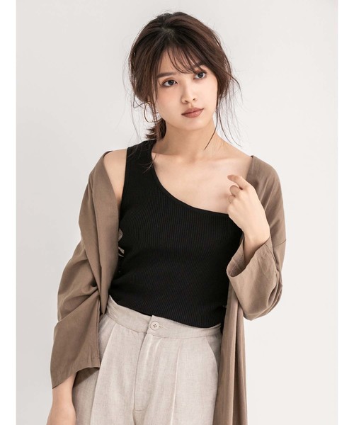 fifth（フィフス）の「ワンショルダーリブタンクトップ（タンクトップ・レディース・アイボリー/モカ/ブラック・MEDIUM）」の2枚目の写真