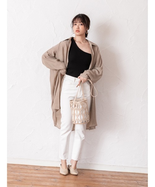 fifth（フィフス）の「ワンショルダーリブタンクトップ（タンクトップ・レディース・アイボリー/モカ/ブラック・MEDIUM）」の10枚目の写真