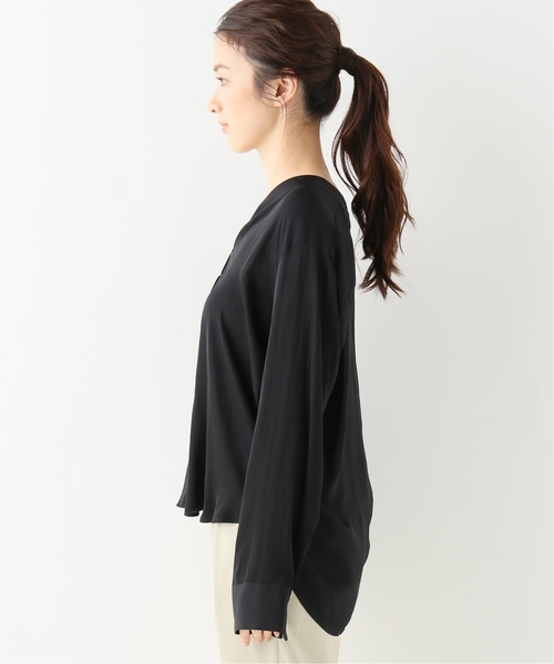 journal standard L'essage（ジャーナルスタンダードレサージュ）の「MEMORIAサテンスキッパーブラウス（シャツ/ブラウス・レディース・ブラック/アイボリー・FREE）」の12枚目の写真