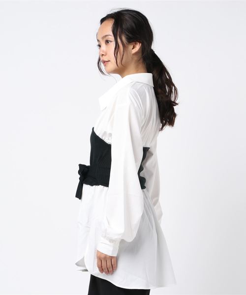 one way（ワンウェイ）の「ニットビスチェレイヤードシャツ（シャツ/ブラウス・レディース・ホワイト/ベージュ/ブラック系その他・M）」の6枚目の写真