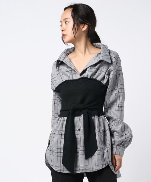 one way（ワンウェイ）の「ニットビスチェレイヤードシャツ（シャツ/ブラウス・レディース・ホワイト/ベージュ/ブラック系その他・M）」の8枚目の写真