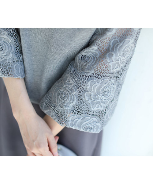 cawaii(カワイイ)の「華麗なる薔薇ポワン袖のニットトップス(ニット/セーター・レディース・グレー/ホワイト/ネイビー/ピンク/ブラック・FREE)」の19枚目の写真