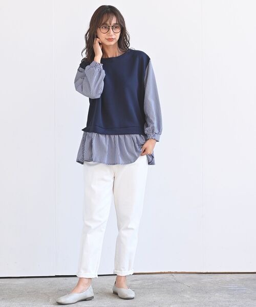 rps（アールピーエス）の「ラップウエストデニムマムパンツ（デニムパンツ・レディース・ネイビー/ブルー/ブルー系その他/アイボリー/カーキ/ブラウン/パープル/ブラック/ミント/オフホワイト・M/L）」の18枚目の写真