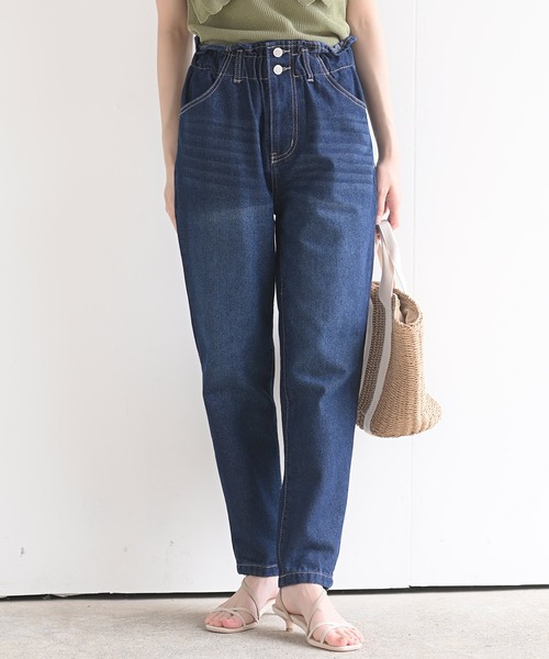 rps（アールピーエス）の「ラップウエストデニムマムパンツ（デニムパンツ・レディース・ネイビー/ブルー/ブルー系その他/アイボリー/カーキ/ブラウン/パープル/ブラック/ミント/オフホワイト・M/L）」の7枚目の写真