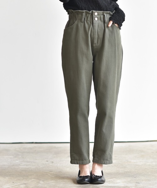 rps（アールピーエス）の「ラップウエストデニムマムパンツ（デニムパンツ・レディース・ネイビー/ブルー/ブルー系その他/アイボリー/カーキ/ブラウン/パープル/ブラック/ミント/オフホワイト・M/L）」の5枚目の写真