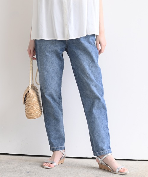 rps（アールピーエス）の「ラップウエストデニムマムパンツ（デニムパンツ・レディース・ネイビー/ブルー/ブルー系その他/アイボリー/カーキ/ブラウン/パープル/ブラック/ミント/オフホワイト・M/L）」の8枚目の写真