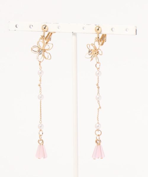 カヤ（カヤ）の「【カヤ】花飾り色房イヤリング（イヤリング・レディース・ブルー/グリーン/アイボリー/ピンク/パープル/レッド・FREE）」の6枚目の写真